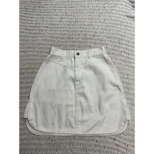 VTG Chic Sunset Blues Denim Skirt Jean Mini High Waist Womens 9 (24) Off White